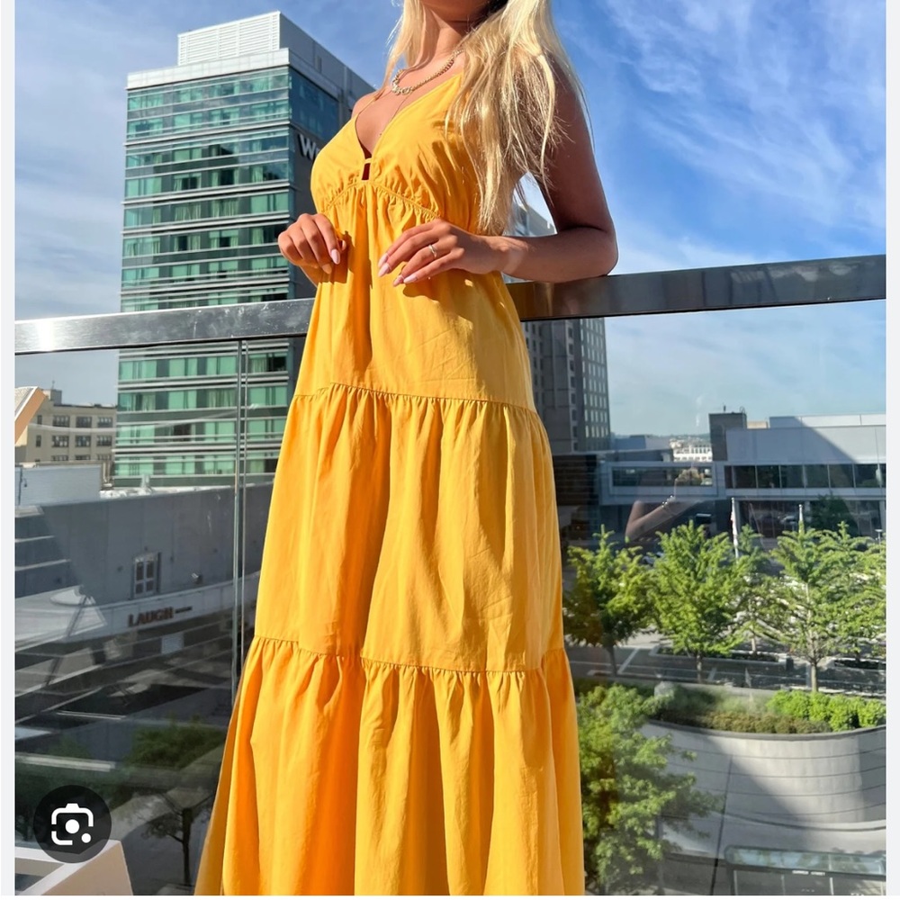 Rails Yellow Tiered Midi Dress